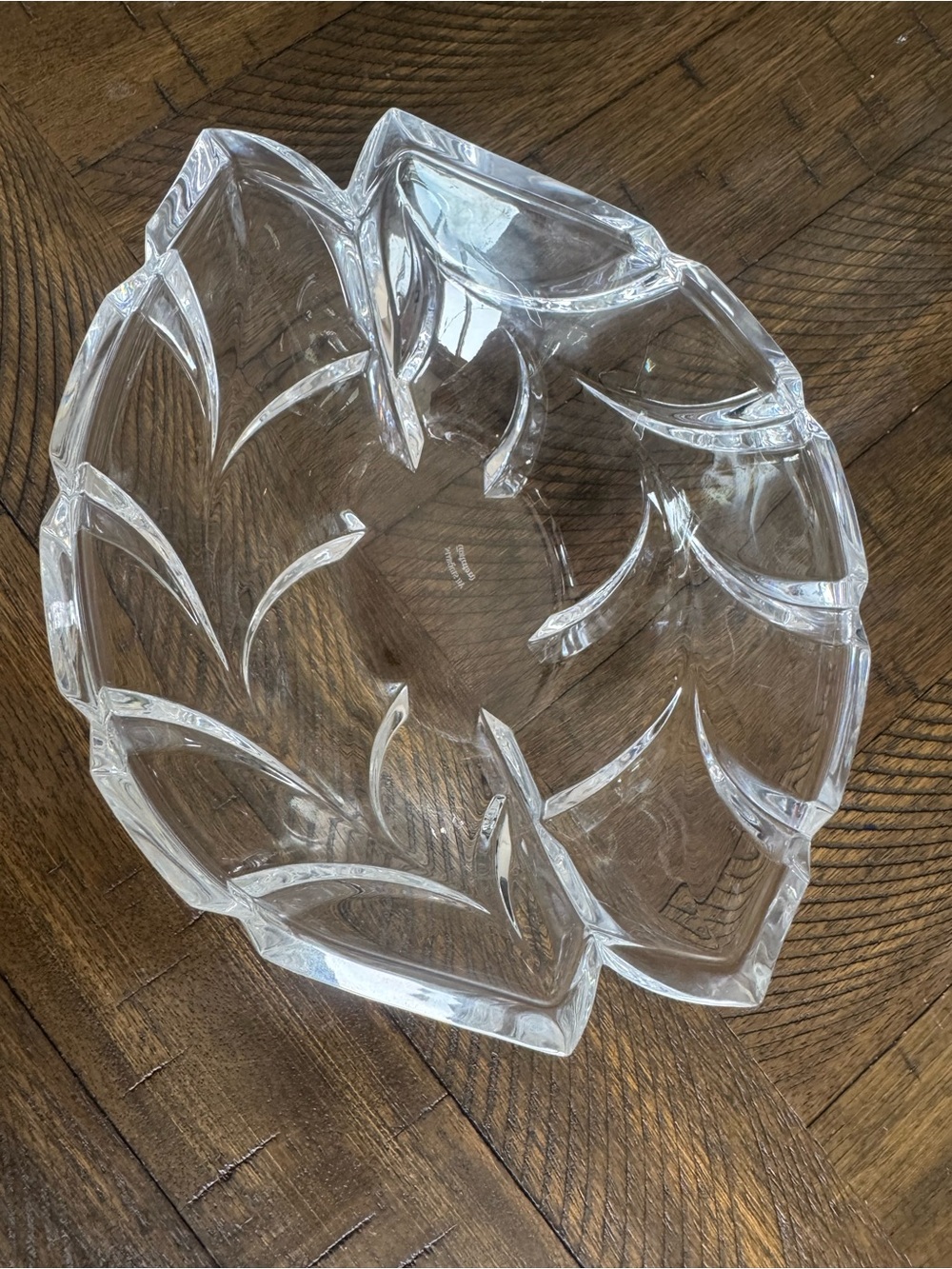 Vintage Cristal d’Arques Paris French Crystal Leaf-Shaped Centerpiece Bowl